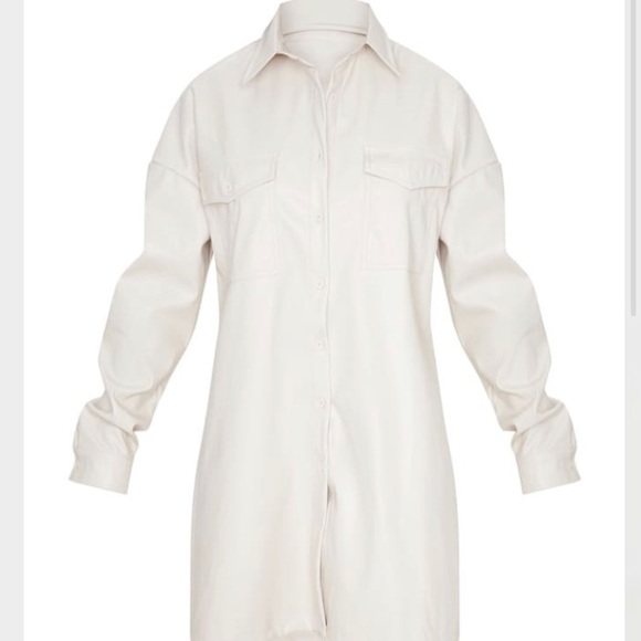PRETTY LITTLE THING Petite Cream Oversized Dress - Picture 11 of 11